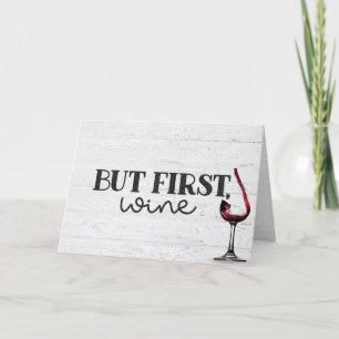 Tarjeta De Vino Rojo De Cumpleaños En Madera