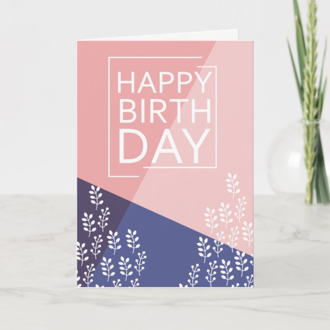 Tarjeta de vinos Pink & Purple Happy Birday Vines (Anverso)