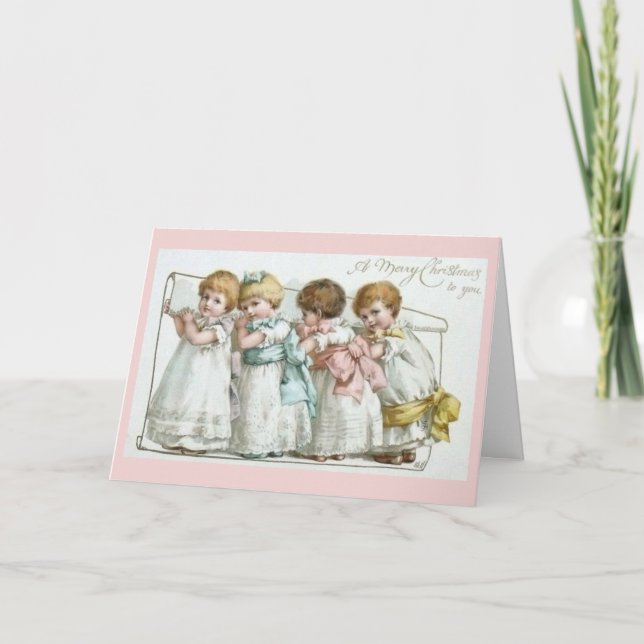 Tarjeta de Vintage de Feliz Christmas Toddlers (Anverso)