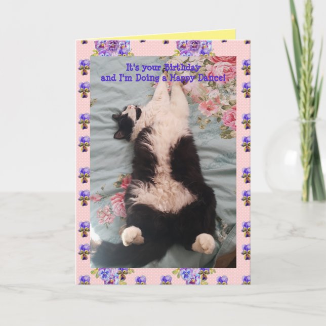 Tarjeta de Viola para gatos de Tuxedo Cute Gracios (Anverso)