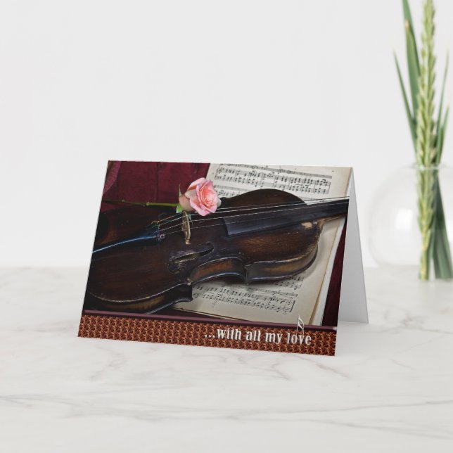 Tarjeta de violín para aniversario de bodas (Anverso)