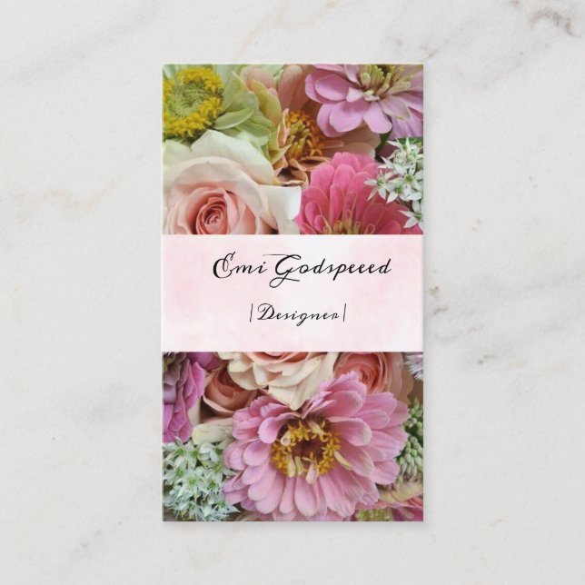 TARJETA DE VISITA たくさんの花のオシャレな名刺 (Anverso)