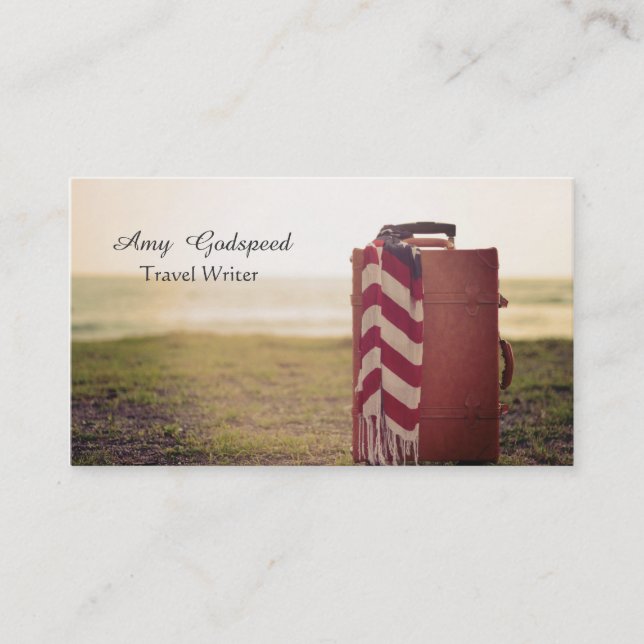 TARJETA DE VISITA キャメル色のオシャレなスーツケースの (Anverso)