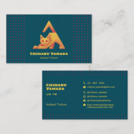 Tarjeta De Visita 名刺 Triangle Cat 猫 ドット / グリーン Business Card