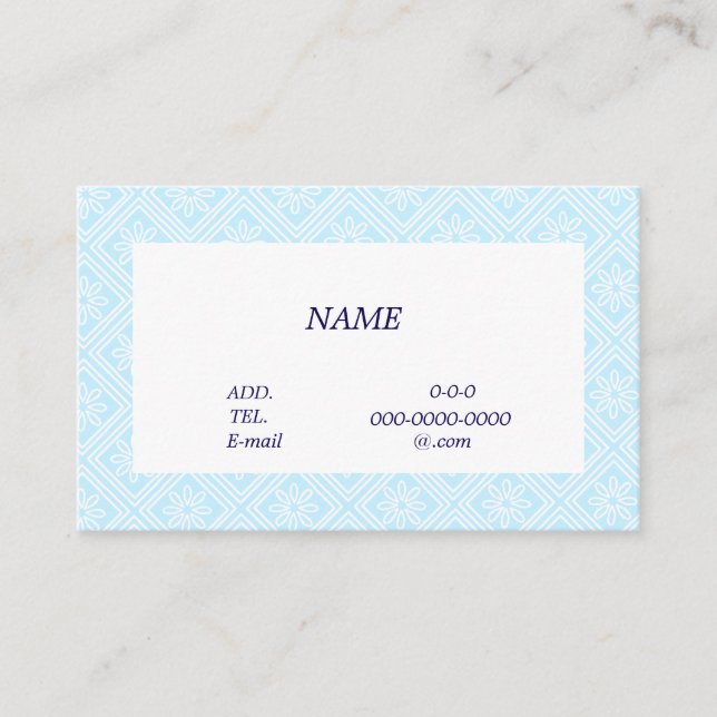 TARJETA DE VISITA 文字　カスタマイズ　菊　ブルー 名刺 (Anverso)