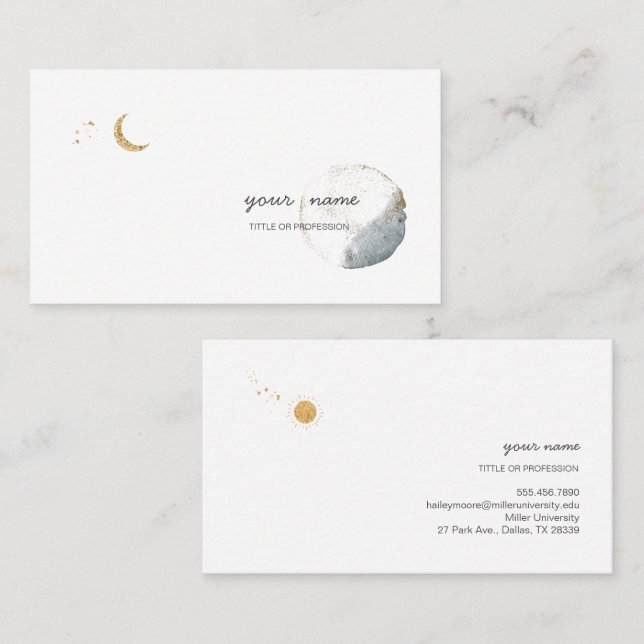 TARJETA DE VISITA 月・太陽・惑星　シンプルな名刺 ・ビジネスカード・ショップカード 名刺 (Anverso / Reverso)