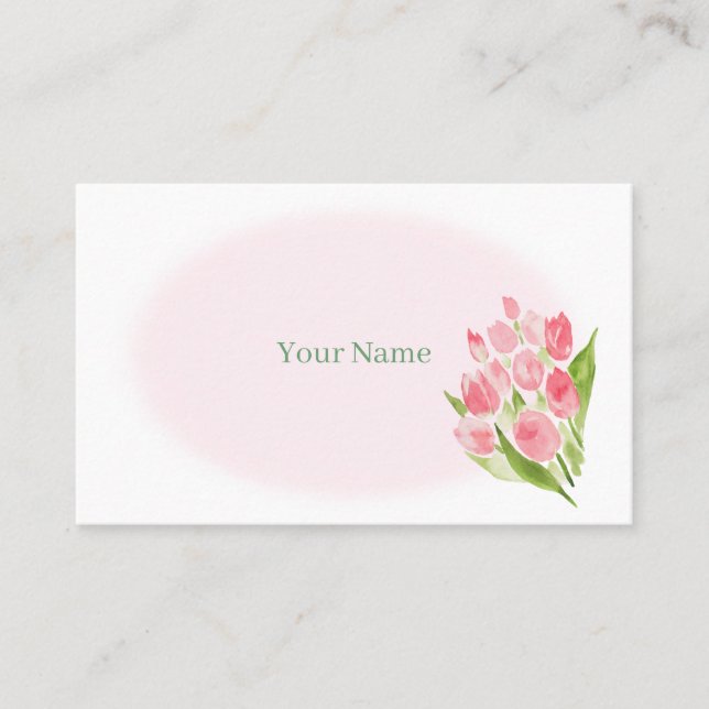TARJETA DE VISITA 水彩で描いたピンクのチューリップ　名刺 (Anverso)