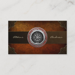 Tarjeta De Visita [001] Compás rúnico mágico de plata de Vegvisir -