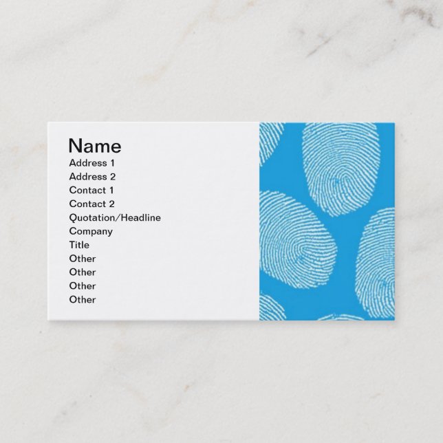 Tarjeta De Visita 090906-investigación BLUE FINGERPRINTS DETECTIVE P (Anverso)