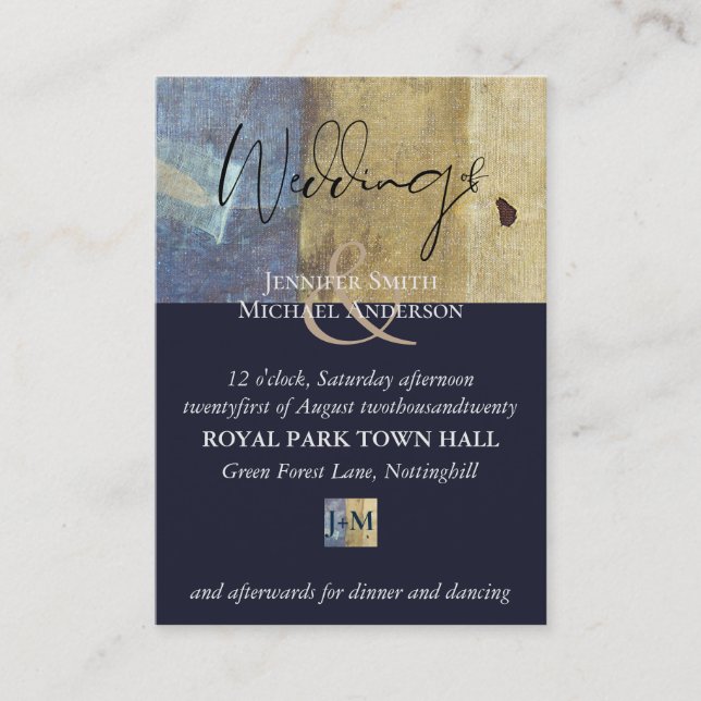 Tarjeta De Visita 100 Boda de presupuesto moderno azul de la marina  (Anverso)