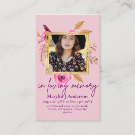 Tarjeta De Visita 100 Bonitos Floral Prayer Funeral Memorial FOTO