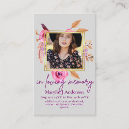 Tarjeta De Visita 100 Bonitos Floral Prayer Funeral Memorial FOTO