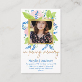 Tarjeta De Visita 100 Bonitos Floral Prayer Funeral Memorial FOTO