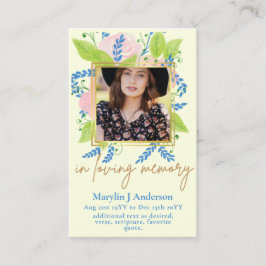 Tarjeta De Visita 100 Bonitos Floral Prayer Funeral Memorial FOTO