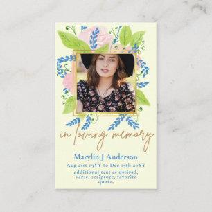 Tarjeta De Visita 100 Bonitos Floral Prayer Funeral Memorial FOTO