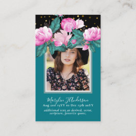 Tarjeta De Visita 100 Bonitos Floral Prayer Funeral Memorial FOTO