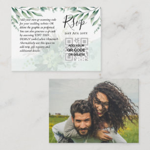 Tarjeta De Visita 100 CÓDIGO QR BODA RSVP Greenery PHOTO