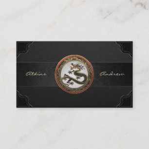 Tarjeta De Visita [100] Dragón oriental sagrado de oro y negro
