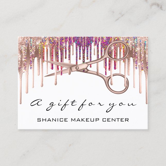 Tarjeta De Visita 100 Gift Certificate Hairdresser Scissors Drips (Anverso)