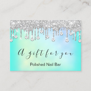 Tarjeta De Visita 100 Gift Certificate Nais Holograph Silver Drips