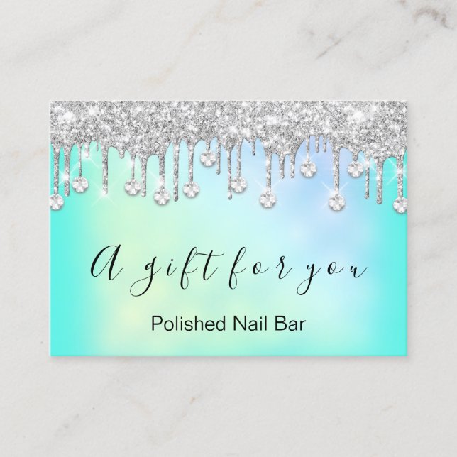 Tarjeta De Visita 100 Gift Certificate Nais Holograph Silver Drips (Anverso)