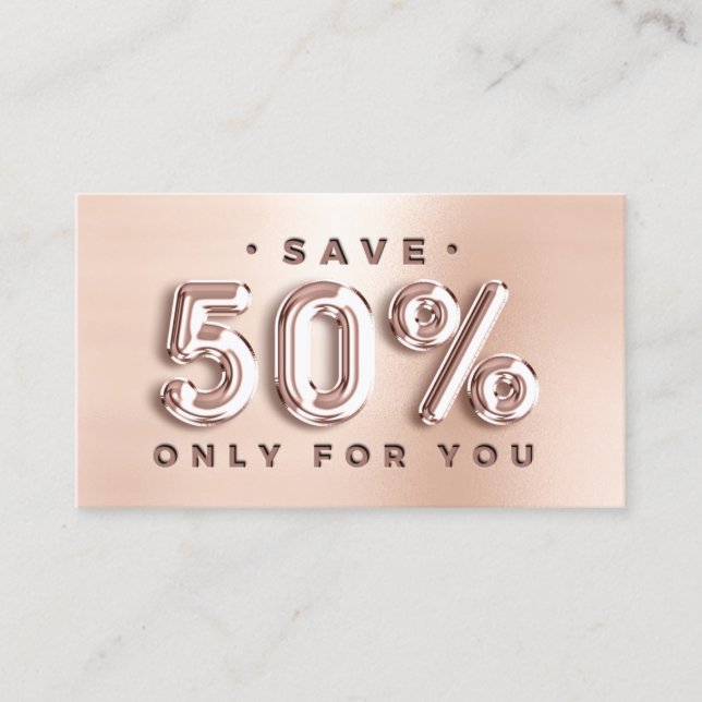 Tarjeta De Visita 100 INSERTAR QRCODE 50%OFF ROSA Insertar globos ro (Anverso)