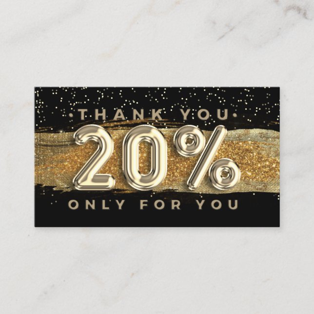 Tarjeta De Visita 100  Logo QRCODE 20%DESCUENTO Gracias Negro Oro (Anverso)