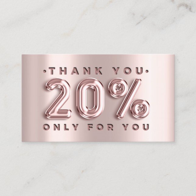 Tarjeta De Visita 100 Logo QRCODE 20%OFF Código Rosa rosa Metalizado (Anverso)