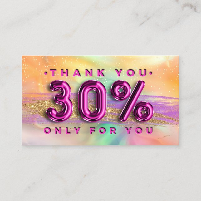 Tarjeta De Visita 100 Logo QRCODE 30%OFF Gracias a Pinky Holographic (Anverso)