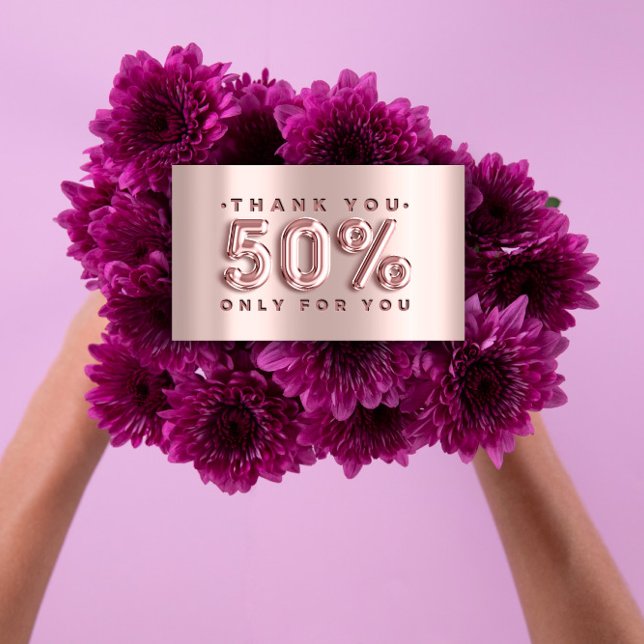 Tarjeta De Visita 100 Logo QRCODE 50%OFF Código Rosa rosa Metalizado (100 Logo QRCODE 50%OFF Code Rose Metal Pink Business Card)