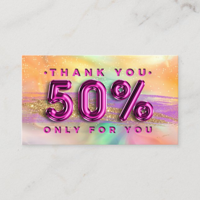 Tarjeta De Visita 100 Logo QRCODE 50%OFF Gracias a Pinky Holographic (Anverso)