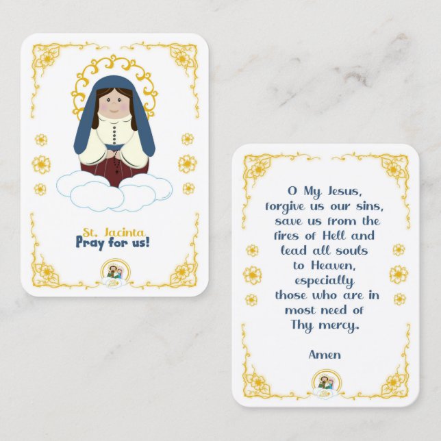 Tarjeta De Visita 100 Mini Cartas Sagradas De St. Jacinta (Anverso / Reverso)