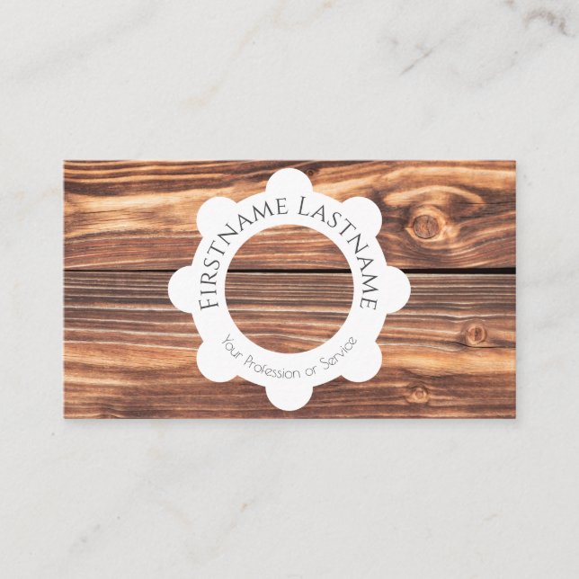 Tarjeta De Visita 100% natural de madera orgánica círculos blancos (Anverso)