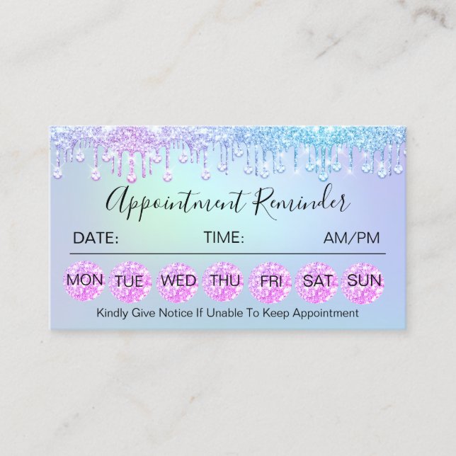 Tarjeta De Visita 100 Nombramiento Recordatorio Diamond Holographic (Anverso)