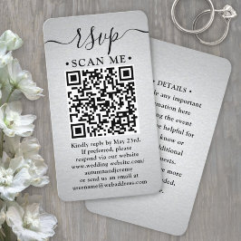 Tarjeta De Visita 100 Pack Código QR RSVP Relieve metalizado platead