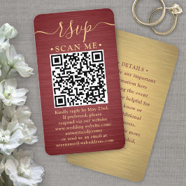 Tarjeta De Visita 100 Pack QR RSVP Gabinete Boda de Borgoña y Oro