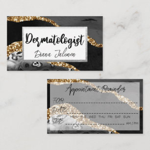 Tarjeta De Visita 100 Recordatorio de cita con dermatólogo Oro Negr