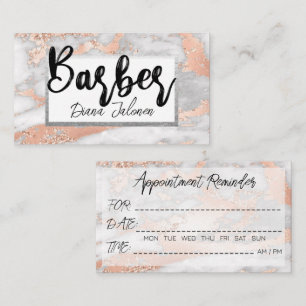 Tarjeta De Visita 100 Recordatorio de Cita de Barbería Mármol Rosa