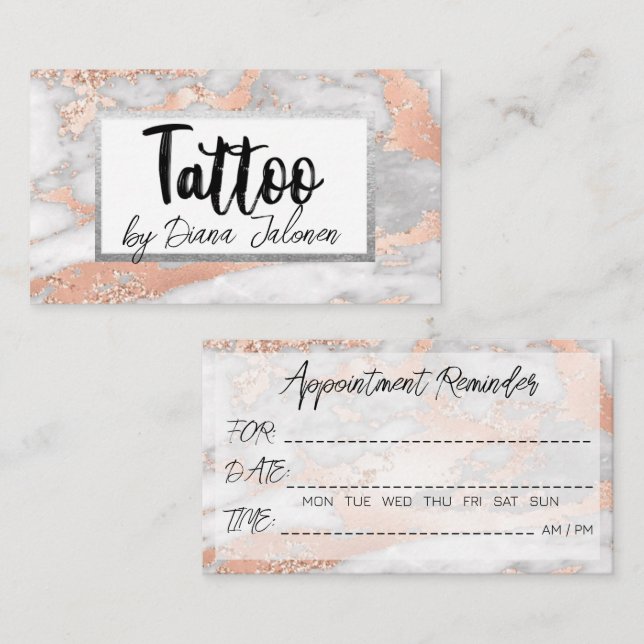 Tarjeta De Visita 100 Tattoo Artist Nombramiento Recordatorio Rosa M (Anverso / Reverso)