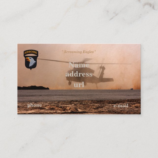 Tarjeta De Visita 101.ª parche de los veterinarios de águilas gritan (Anverso)