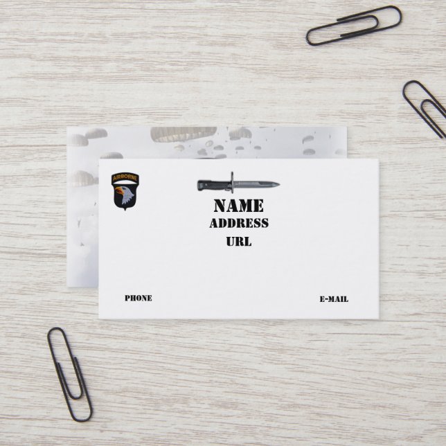 Tarjeta De Visita 101o División aerotransportada de ABN DIV que (Anverso/Reverso In Situ)