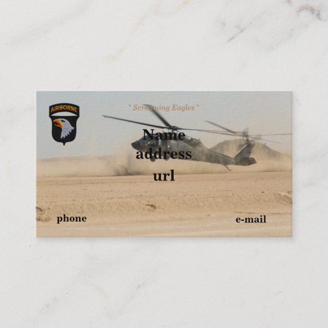 Tarjeta De Visita 101o remiendo de griterío aerotransportado de los (Anverso)