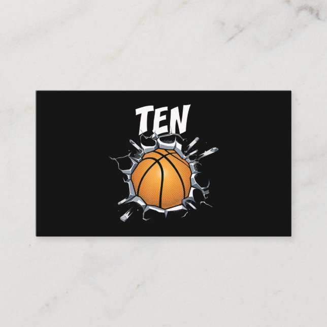 Tarjeta De Visita 10 años del partido de cumpleaños 10 del baloncest (Anverso)