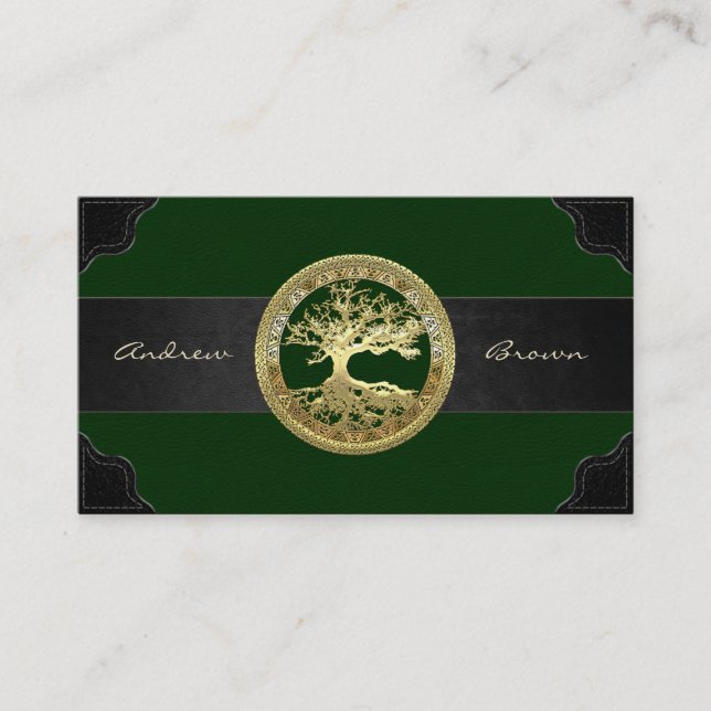 Tarjeta De Visita [154] Árbol celta de vida [Oro] (Anverso)