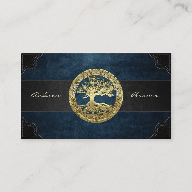 Tarjeta De Visita [154] Árbol celta de vida [Oro] (Anverso)