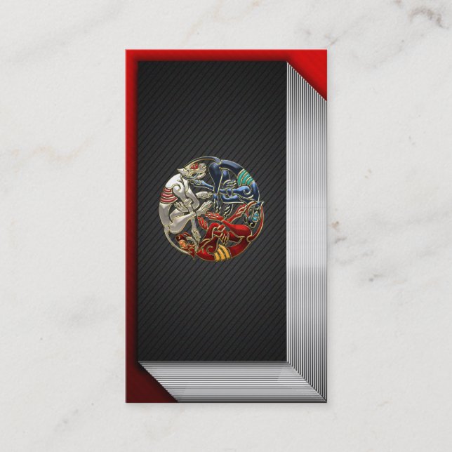 Tarjeta De Visita [154] Arte sagrado del Celtic - tres perros (Anverso)