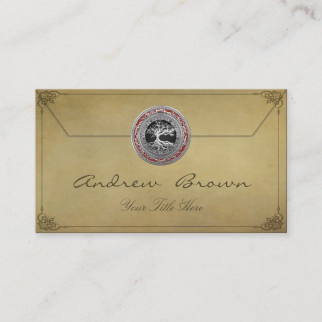 Tarjeta De Visita [154] Tesoro: Árbol de la vida céltico [plata] (Anverso)