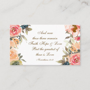 Tarjeta De Visita 1 Corintios 13:13 Fe Hope Love Bible Verse