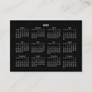 Tarjeta De Visita 2023 Mini Calendario DOMINGO Inicio NEGRO