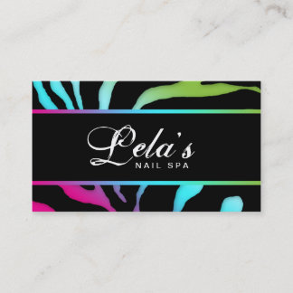 Tarjeta De Visita 232 Animal Business Zebra Salon Nail Salon Rosa Az